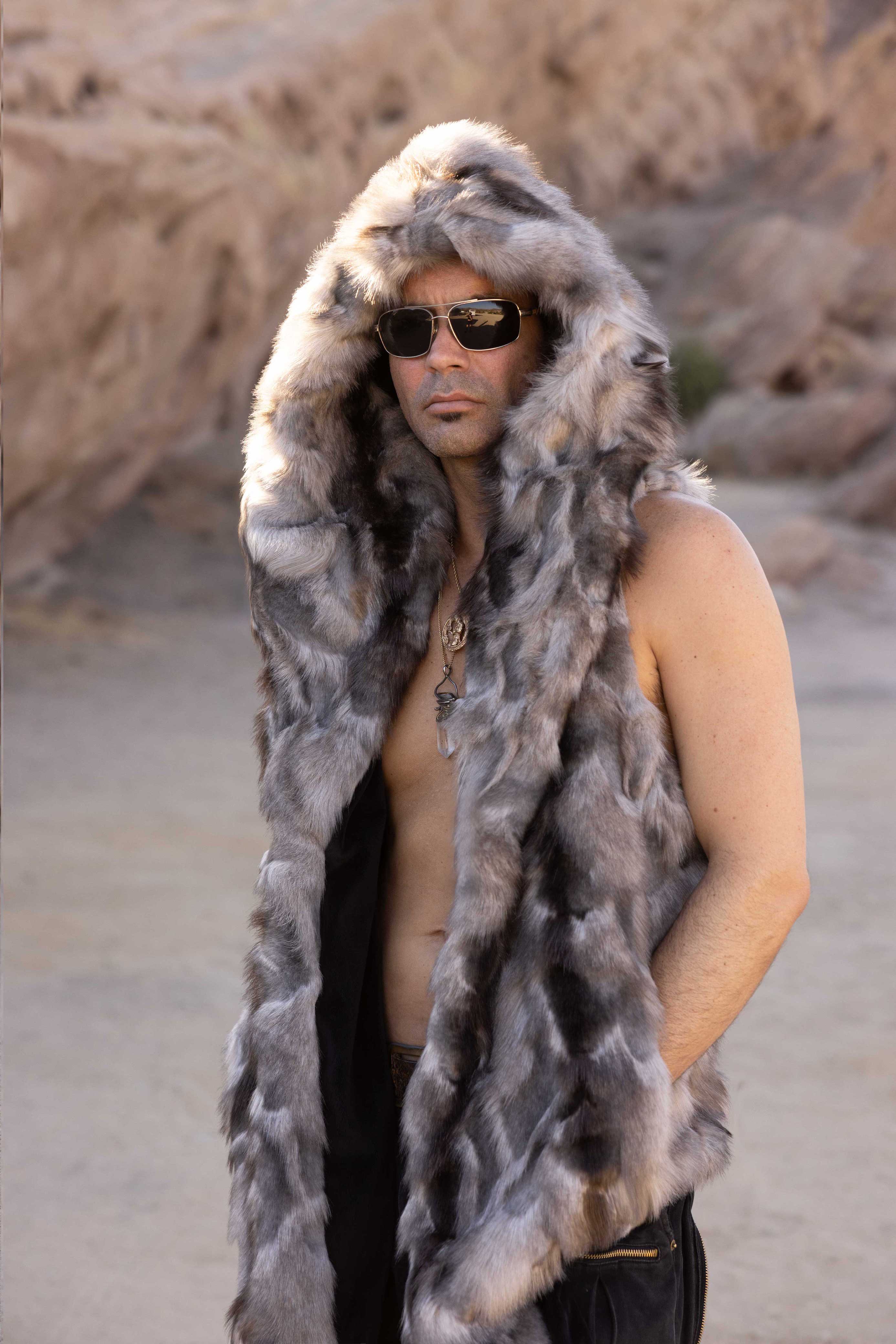 Men's Hooded Faux Fur Desert Warrior Vest – Furrocious Furr