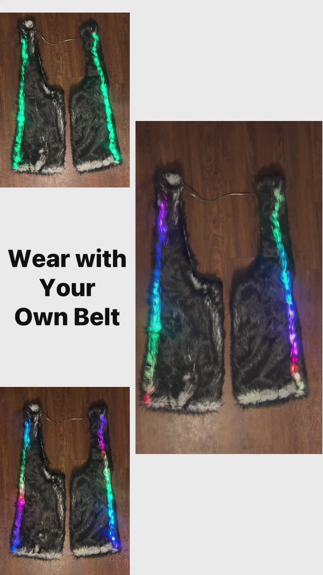 Men's LED Faux Fur Chaps in "Just The Tip Gray"
