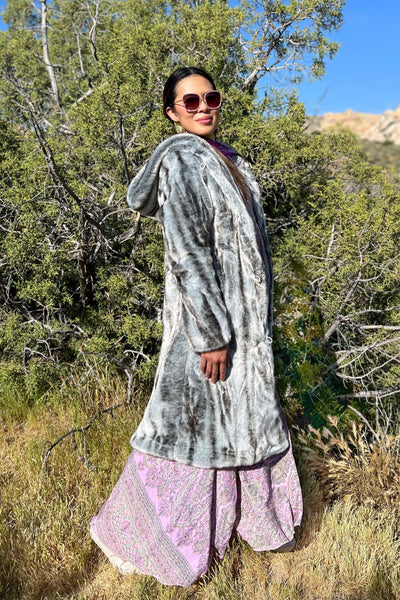 Women's Playa Coat in "Silver Slate" Chinchilla