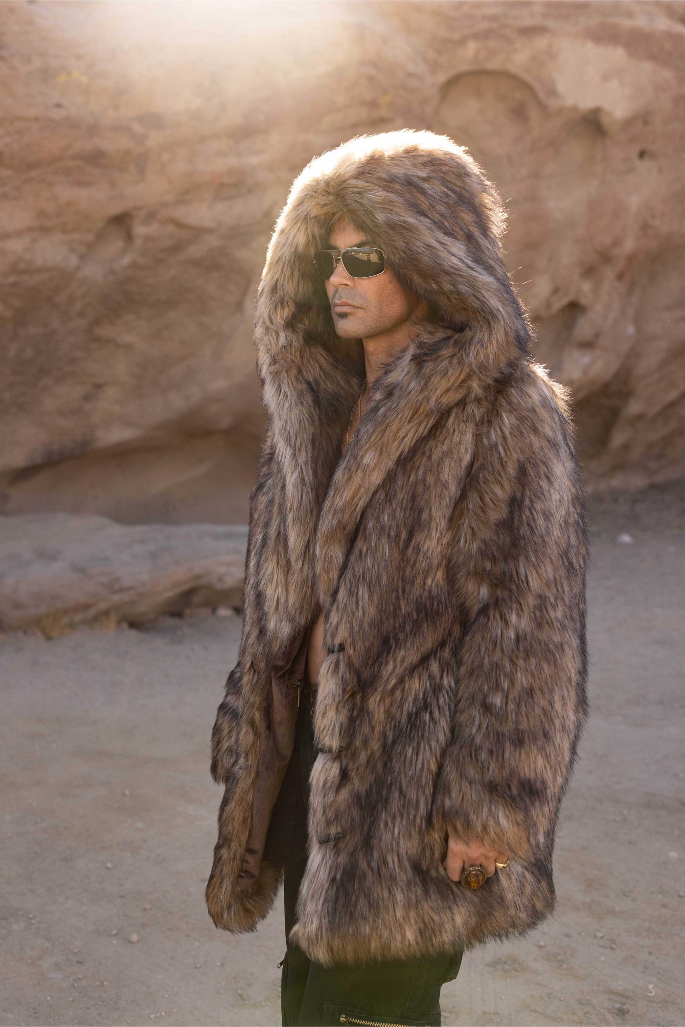 Men's Short Desert Warrior Coat in "Mountian Coyote"