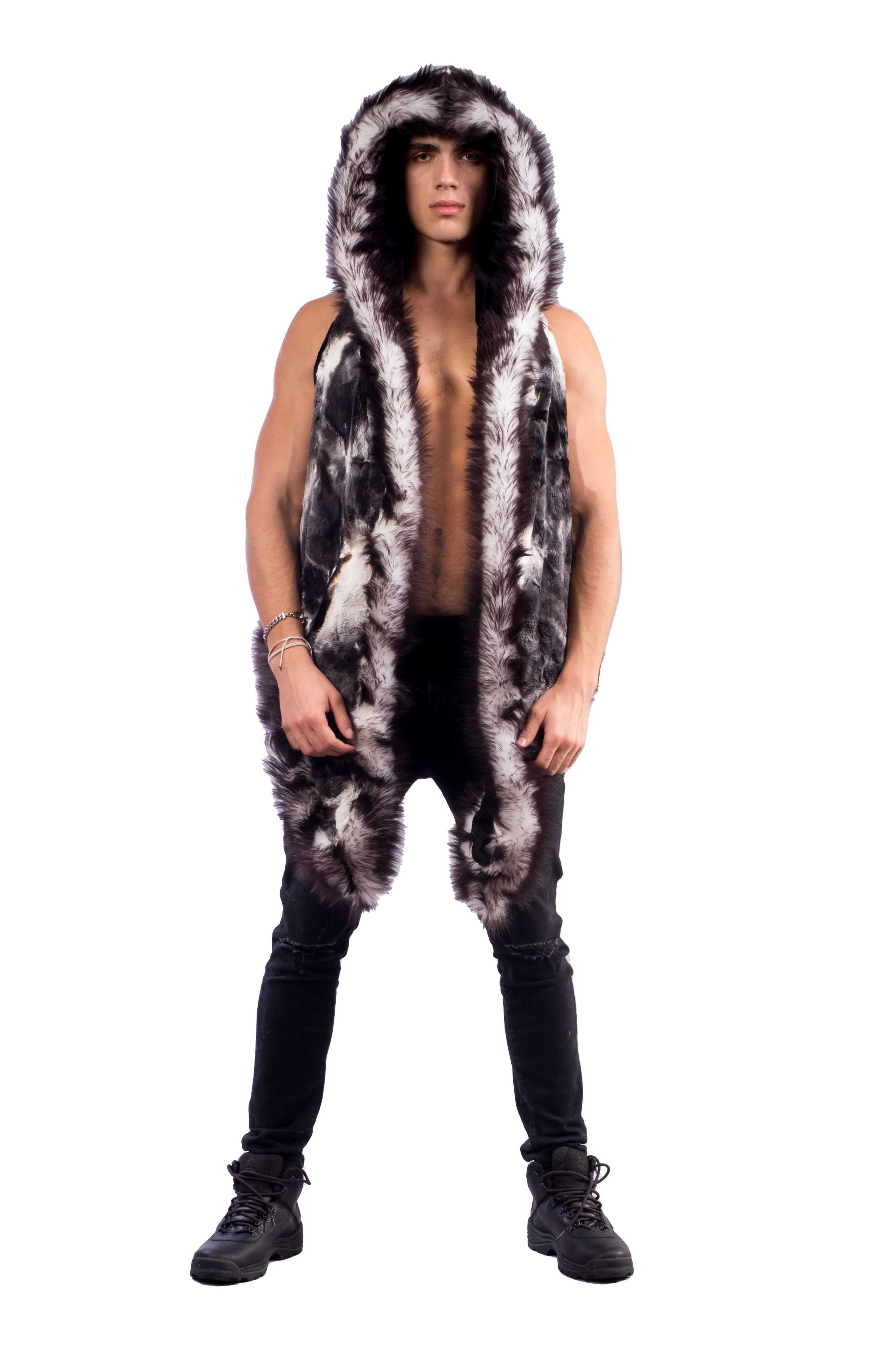 MEN'S DESERT WARRIOR VEST | Furrocious Furr | Black & White Tie Dye
