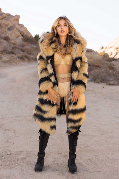 Women's Desert Warrior Coat in "Abstract Tiger"