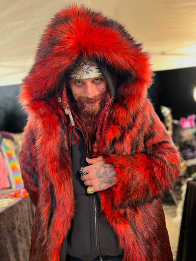 Men's Red Faux Fur Coats - The Best & Most Luxurious Fake Fur | Furrocious Furr