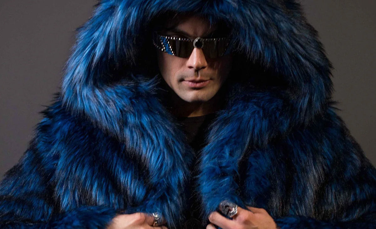 Men's Blue Faux Fur Coats - The Best & Most Luxurious Fake Fur | Furro ...