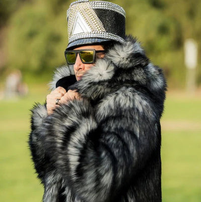 Men's Gray Faux Fur Coats, Jackets, Vests, & Accessories