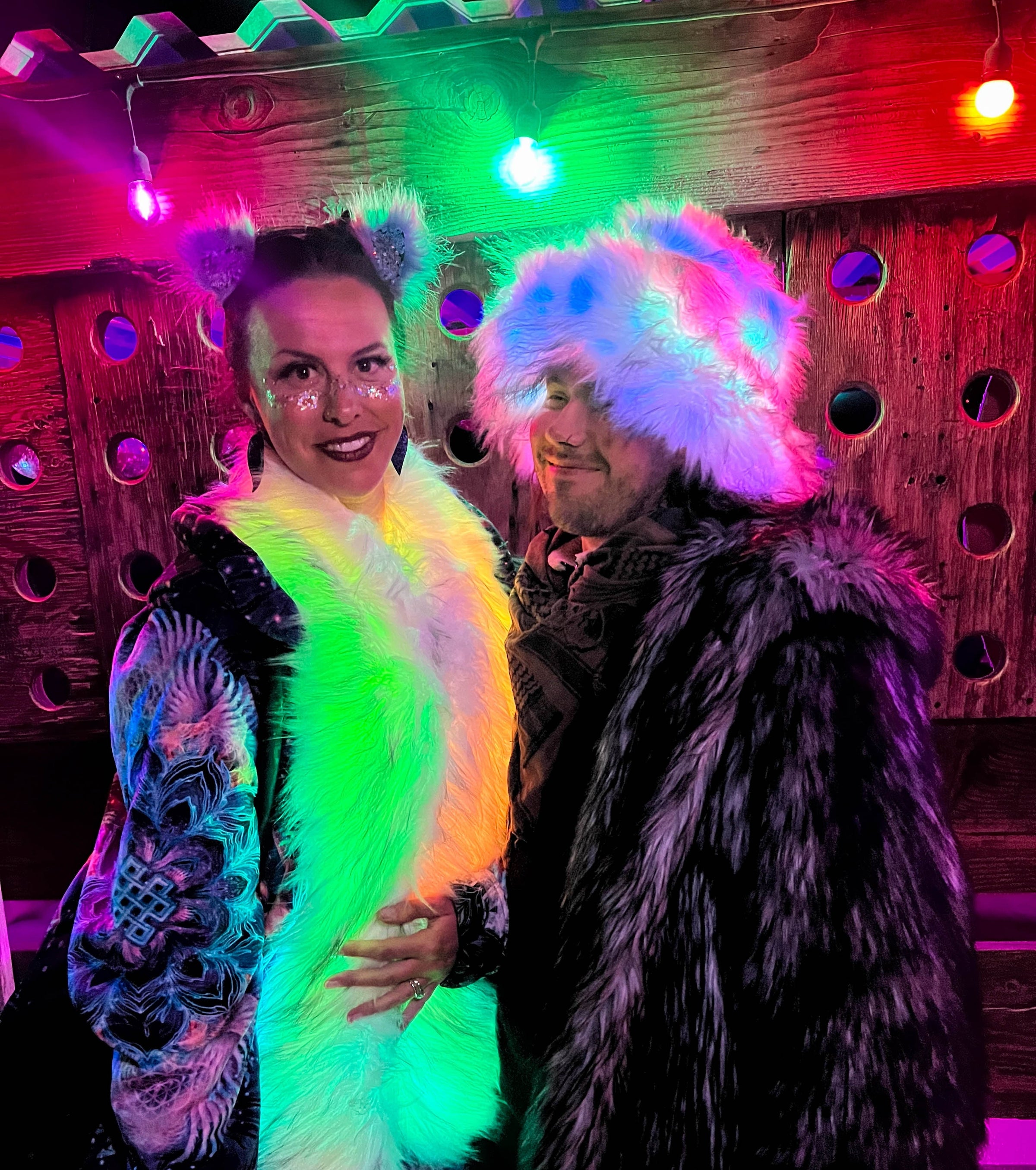 LED Festival Accessories | Faux Fur Hats, Scarves, Hoods 