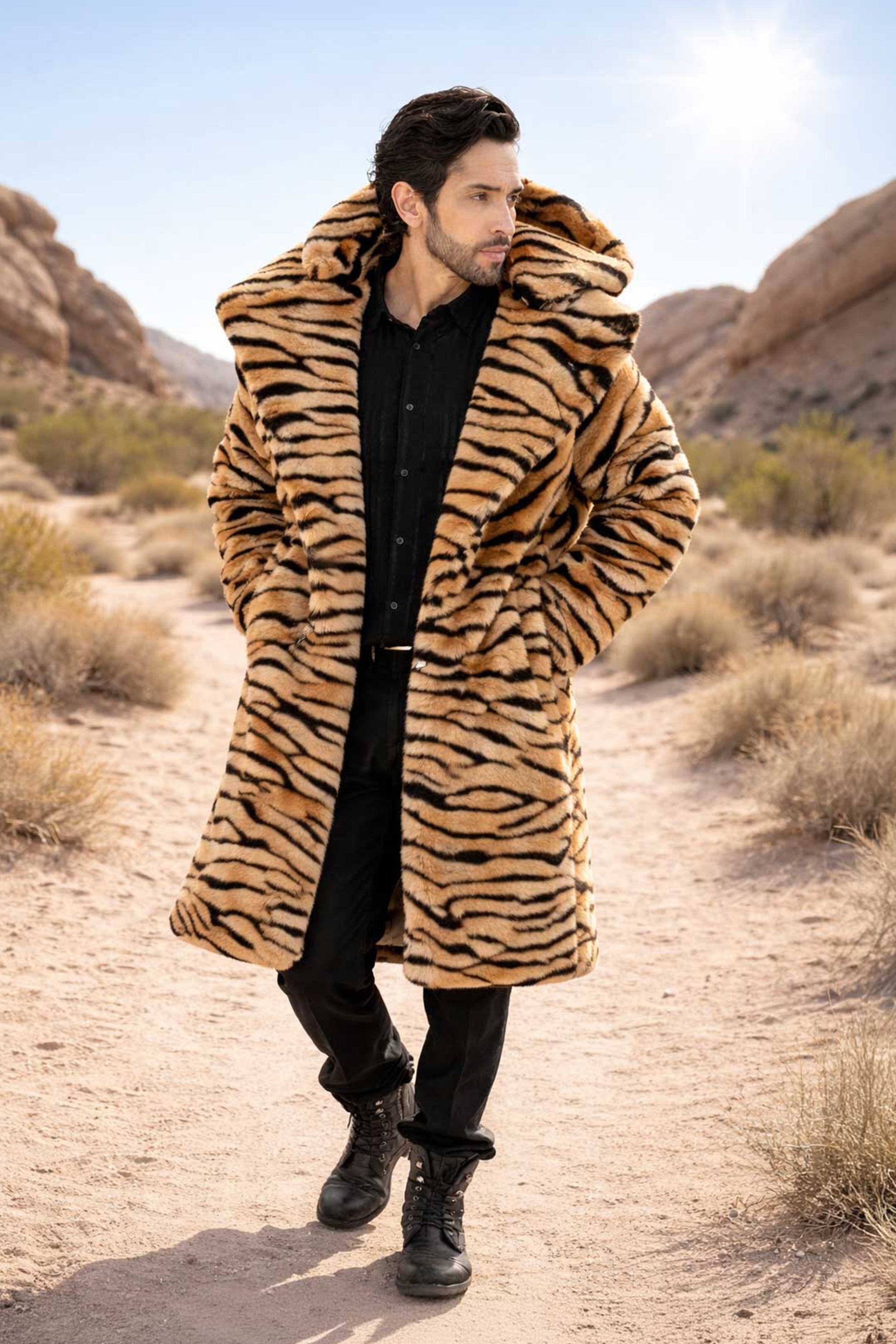 Men's Dutch Faux Fur Coat – Classic Collar & Lapel Jacket