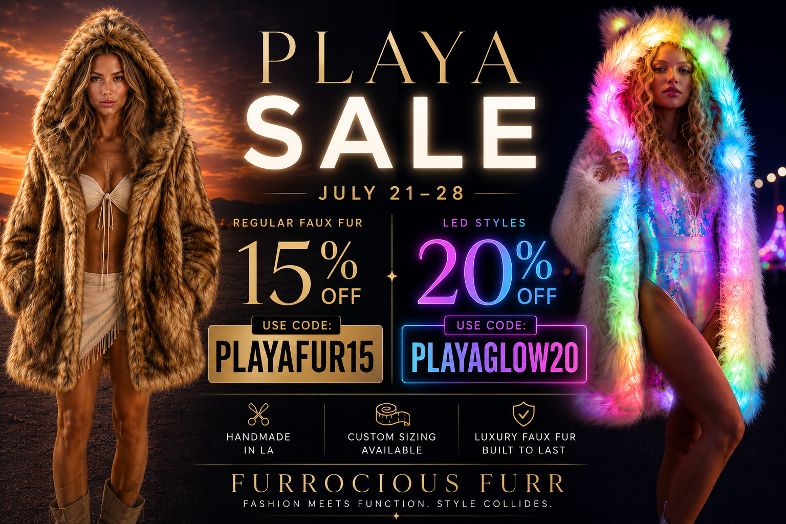 Women's LED Faux Fur Festival Coat – Petite Playa, Short & Plush