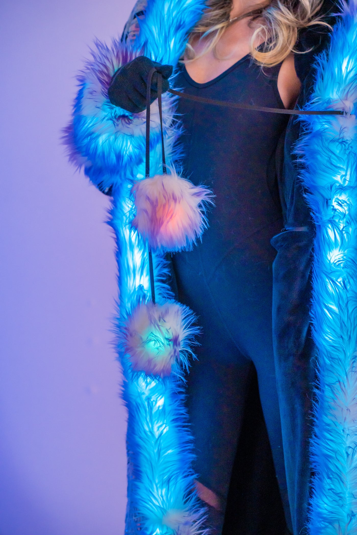 Women's LED Sequin Temptress Coat in "Black Lilac"
