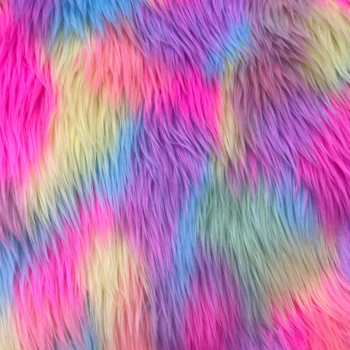 Pastel Rainbow Multi Patch Faux Fur