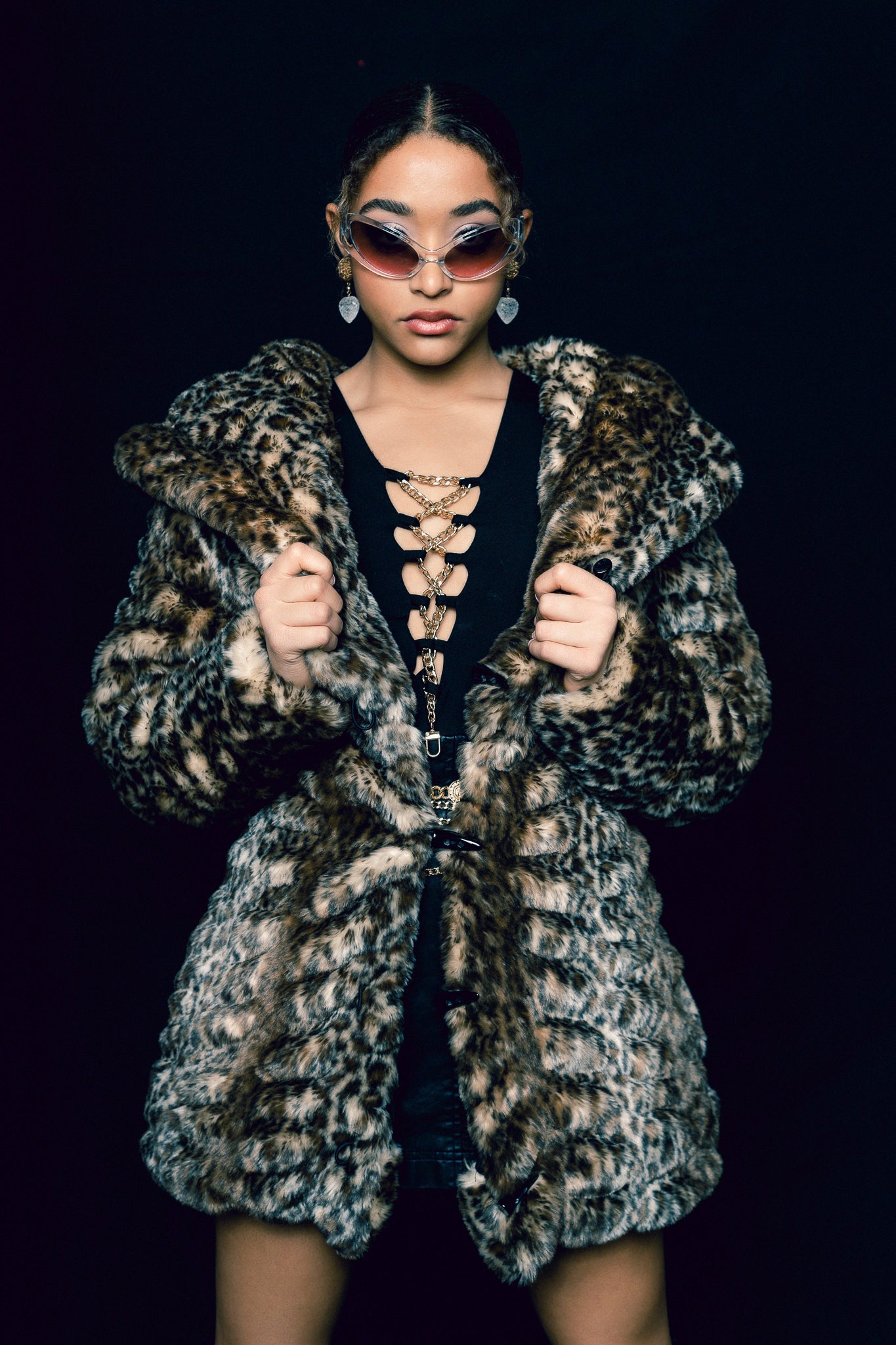 Women's Short Desert Warrior Coat in "Cheetah" Chinchilla IN STOCK