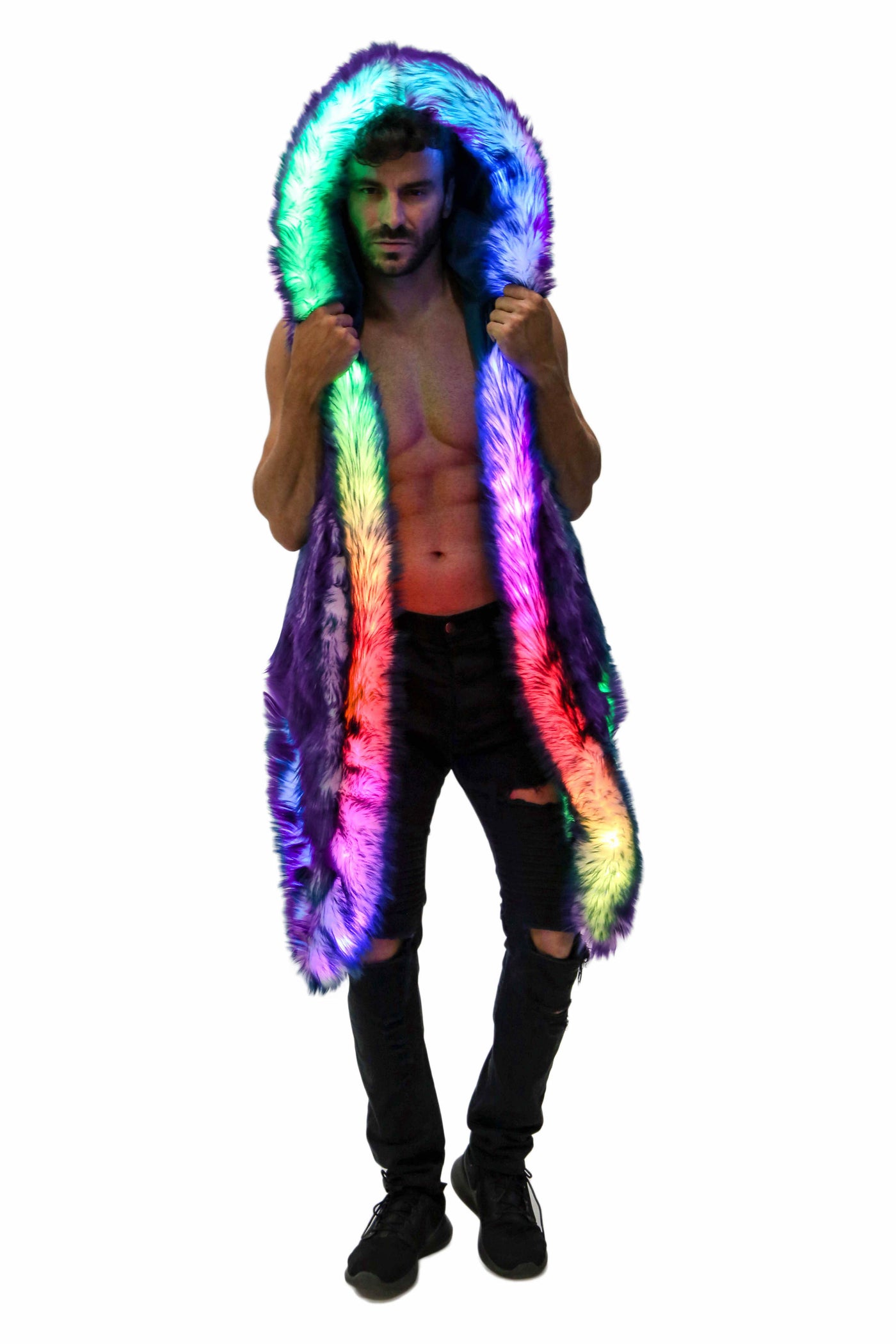 Men's LED Sequin Vest in "Purple Gold Rainbow"