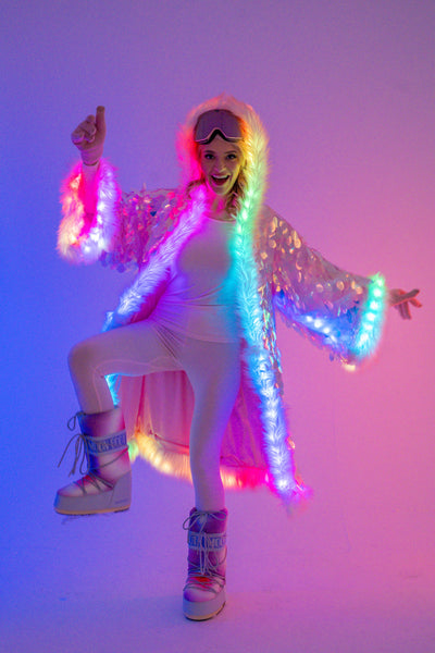 LED Big Bling Sequin Kimono in "Barbie"