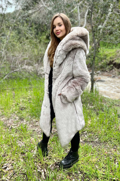 Women's Desert Warrior Coat in "Champagne" Chinchilla