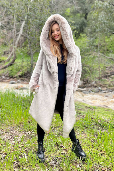 Women's Desert Warrior Coat in "Champagne" Chinchilla