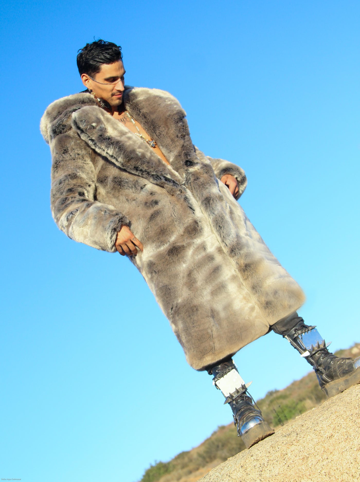 Men's Vandal Coat in "Champagne" Chinchilla