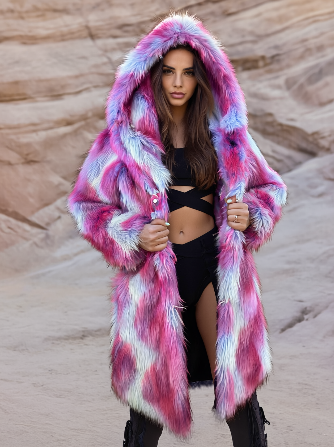 Women's Desert Warrior Faux Fur Coat in 