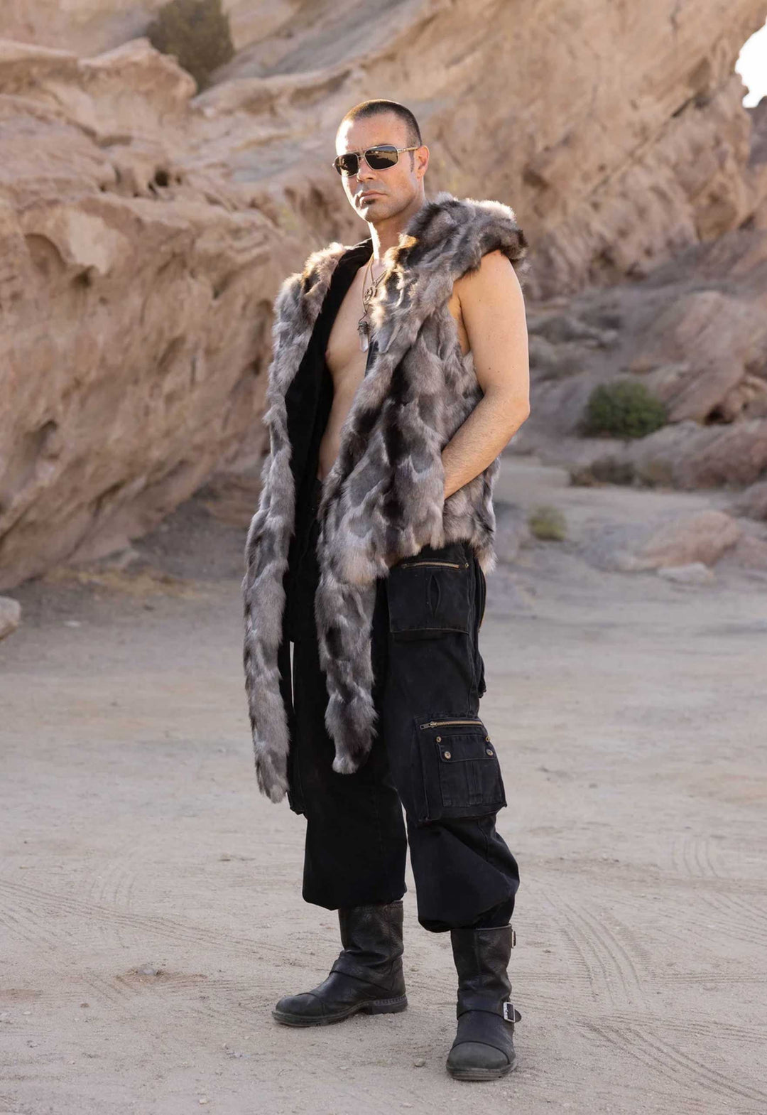 LUXURY FAUX FUR MEN' S VESTS gray black brown | Furrocious Furr