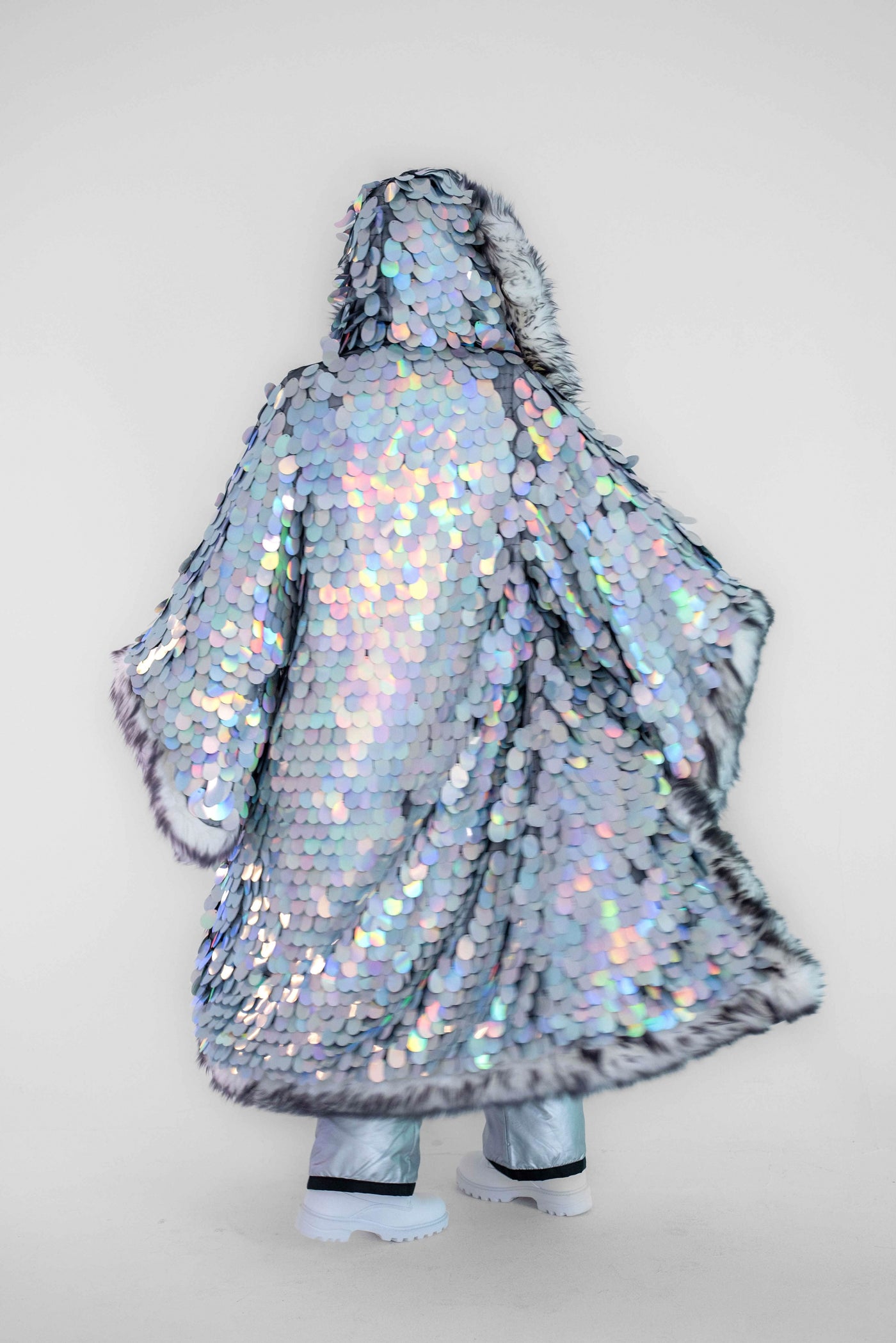 Big Bling Sequin Kimono in "Hologram Gray"