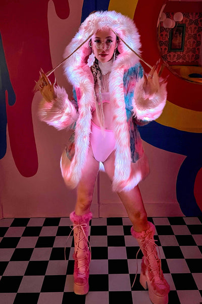 Women's LED Petite Playa Coat in "Cotton Candy "