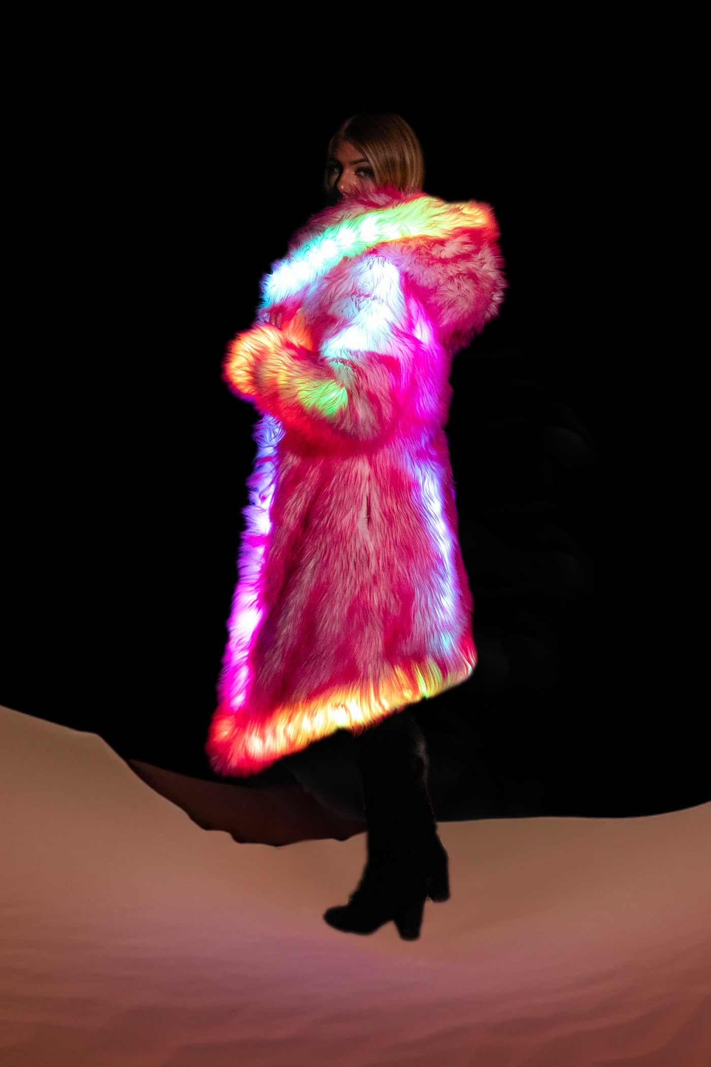 Women's LED Desert Warrior Coat in "Just The Tip-Hot Pink"