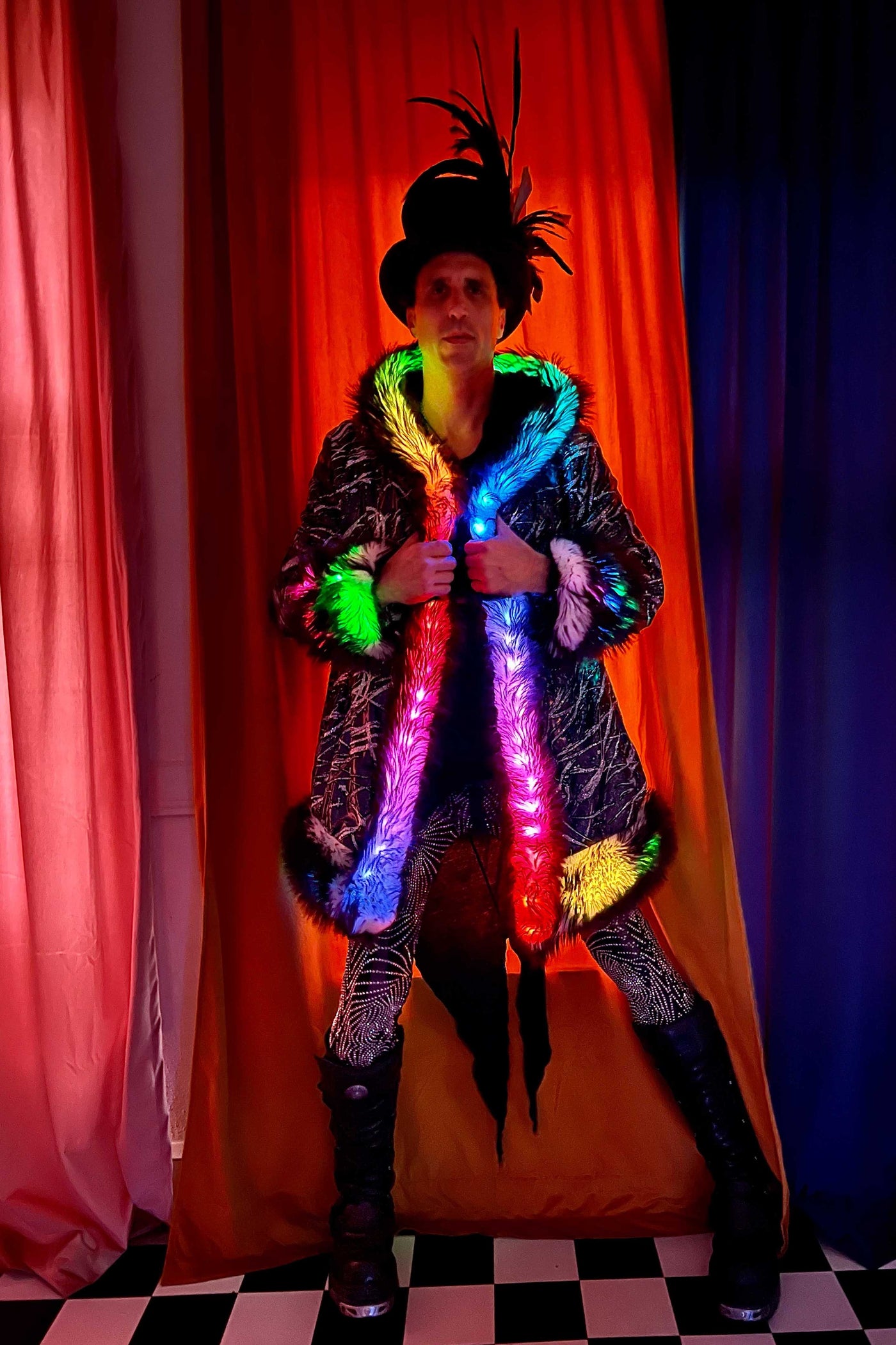 Men's LED Wizard Coat in "Black Galaxy"