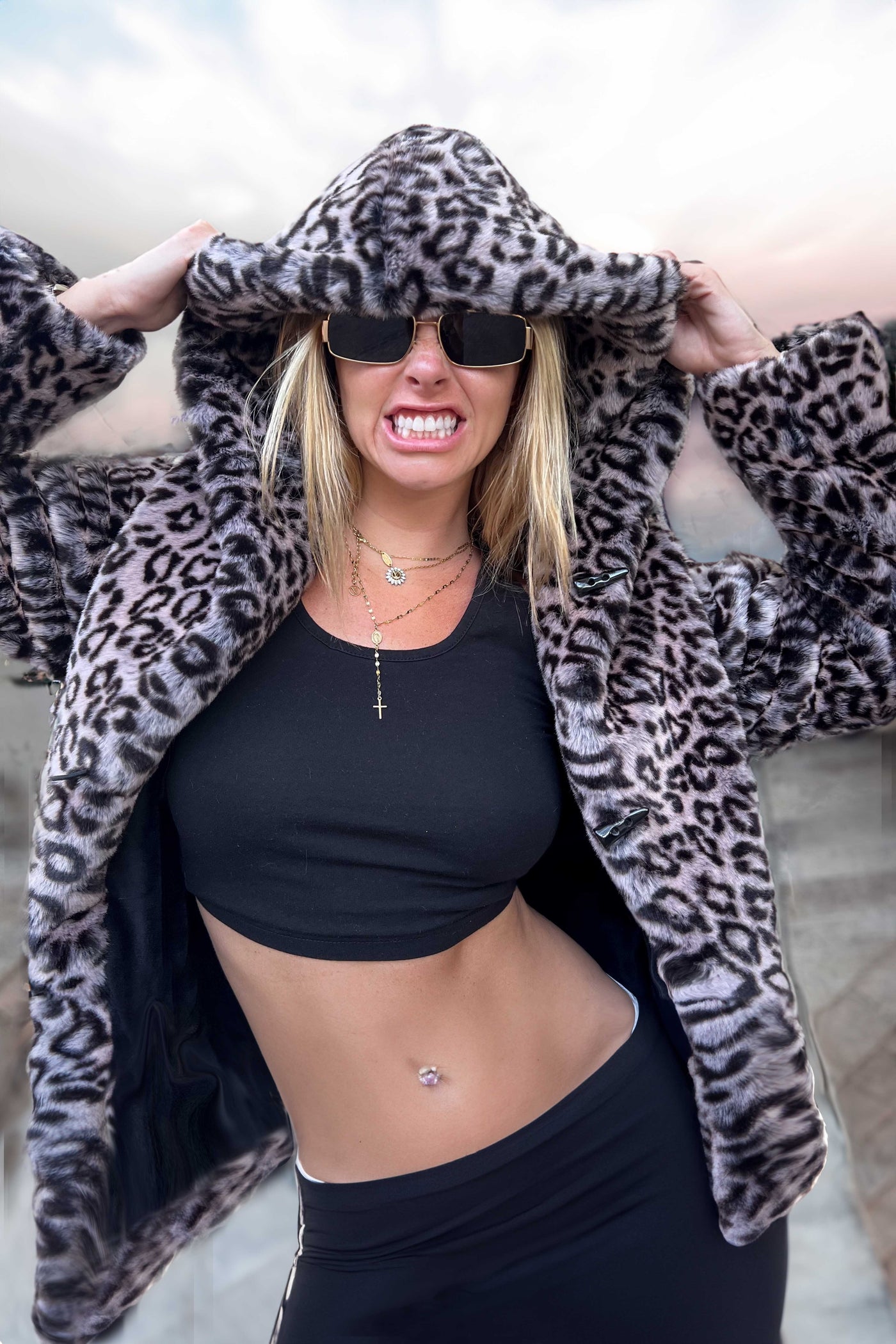 Women's Short Playa Coat in "Luxe Leopard"