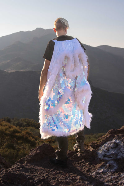 Big Bling Sequin Kimono in "White Iridescent"