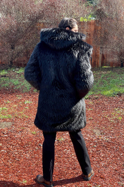 Men's Dutch Snap off Hood Coat  in "Big Black Wolf"