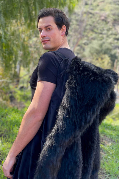 Men's Dutch Snap off Hood Coat  in "Big Black Wolf"