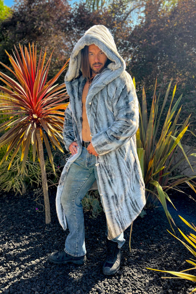 Men's Desert Warrior Coat in "Silver Slate" Chinchilla