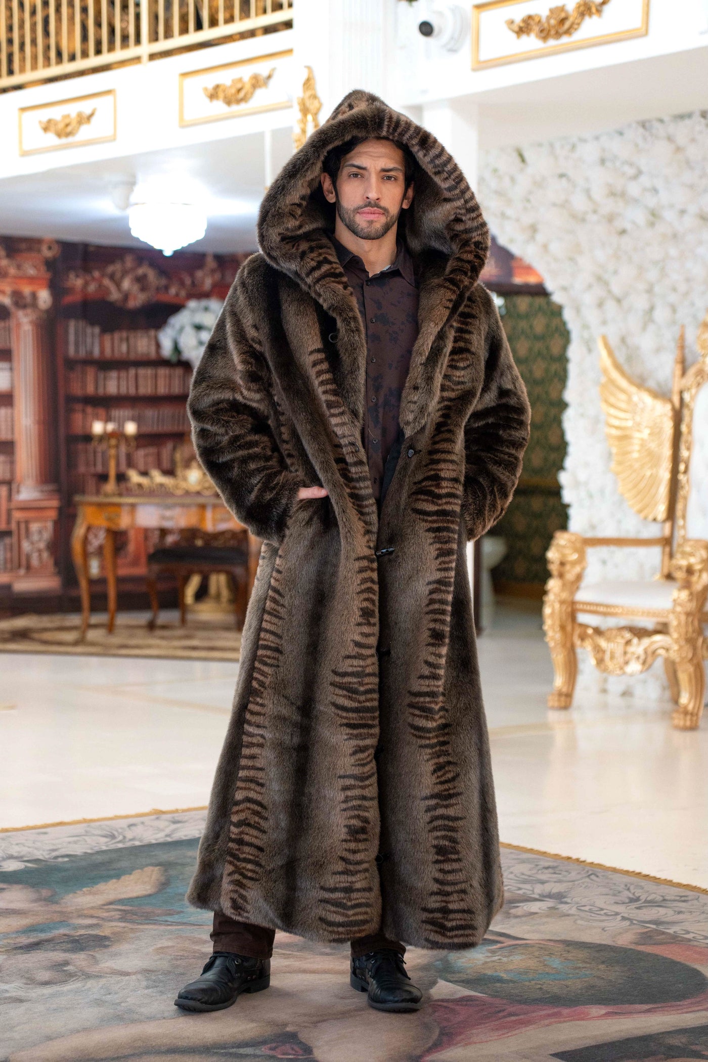 Men's Long Desert Warrior Coat in "Bengal Fox"