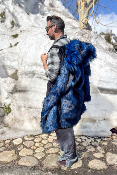 Men's Dutch Snap off Hood Coat  in "Blue Wolf"