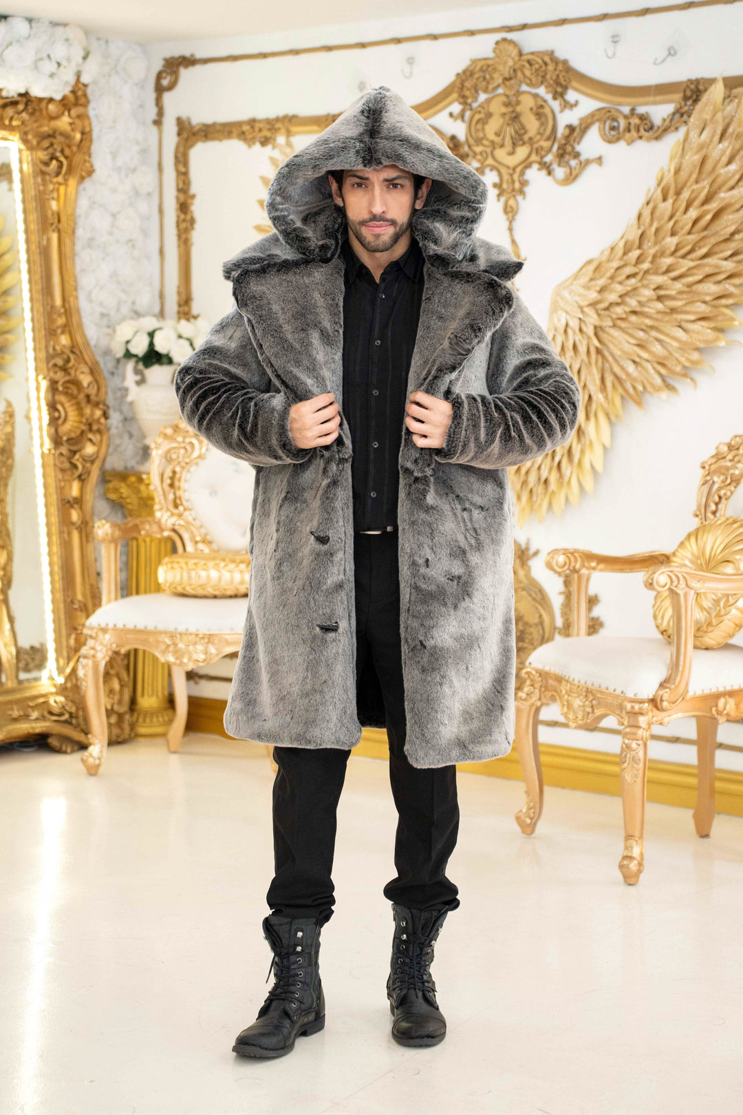 ジャケット・アウター Fur Trimming Hooded Zip-Up Melange Gray Fur Trimming Hooded Zip-Up Melange Gray – SCULPTOR JAPAN