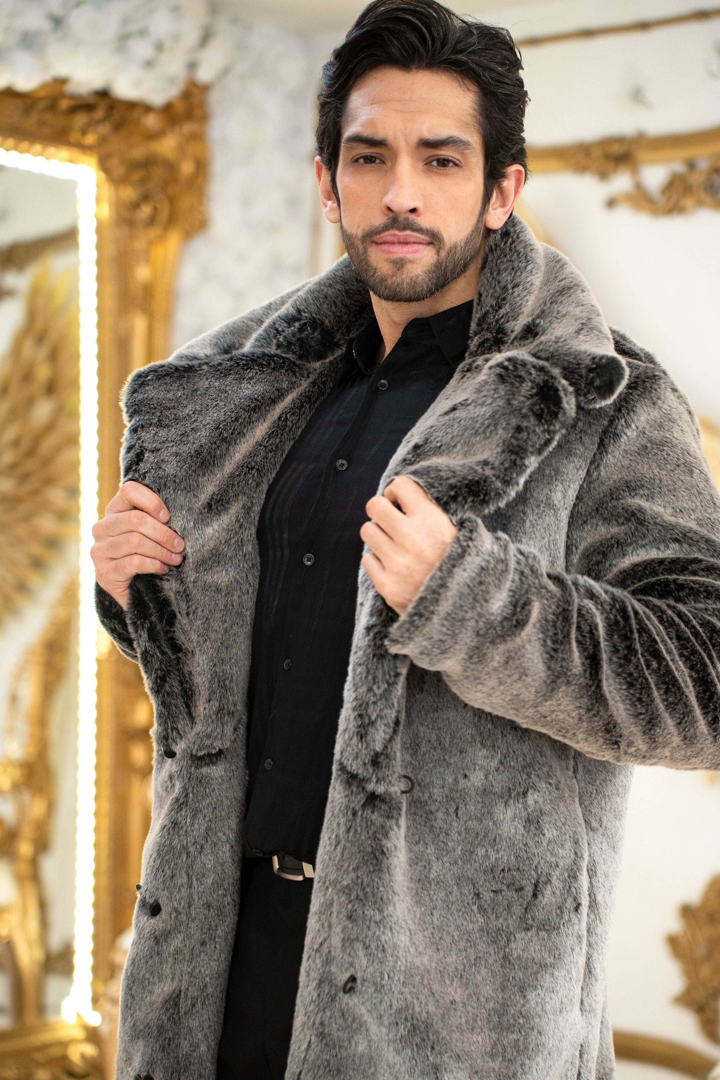 Men's Dutch Snap off Hood Coat  in "Silver Jaguar"