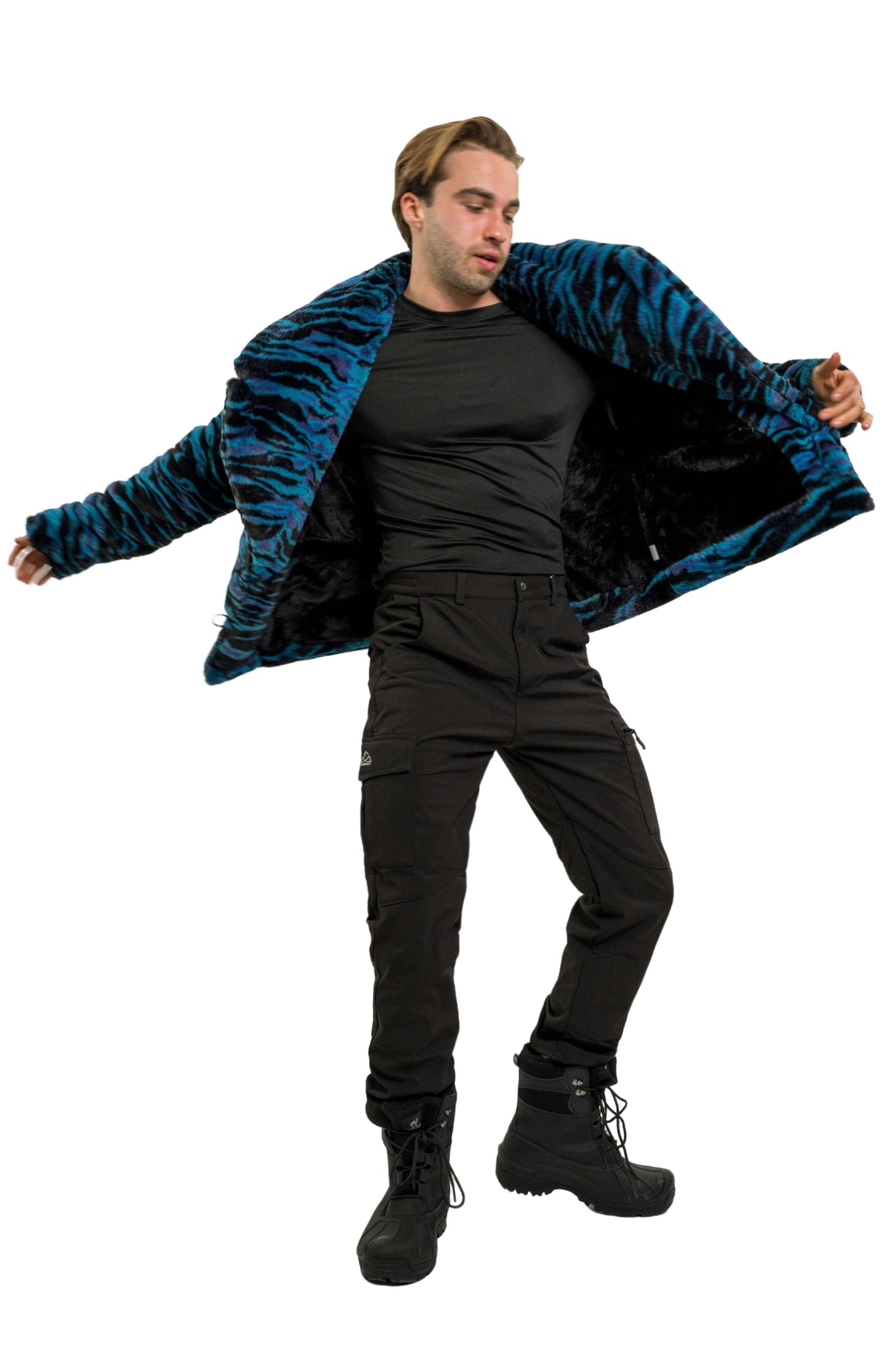 Men's Short Cozy Coat in "Electric Tiger"