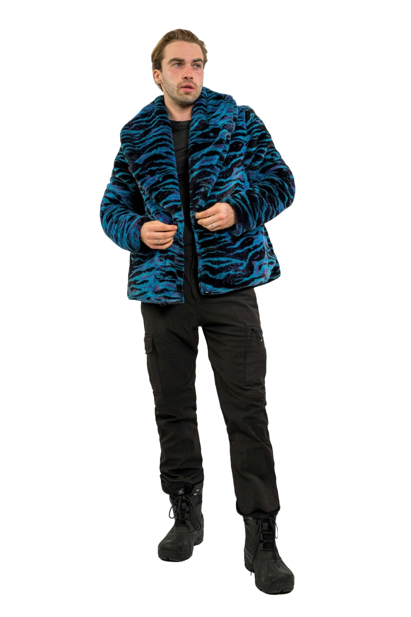 Men's Short Cozy Coat in "Electric Tiger"