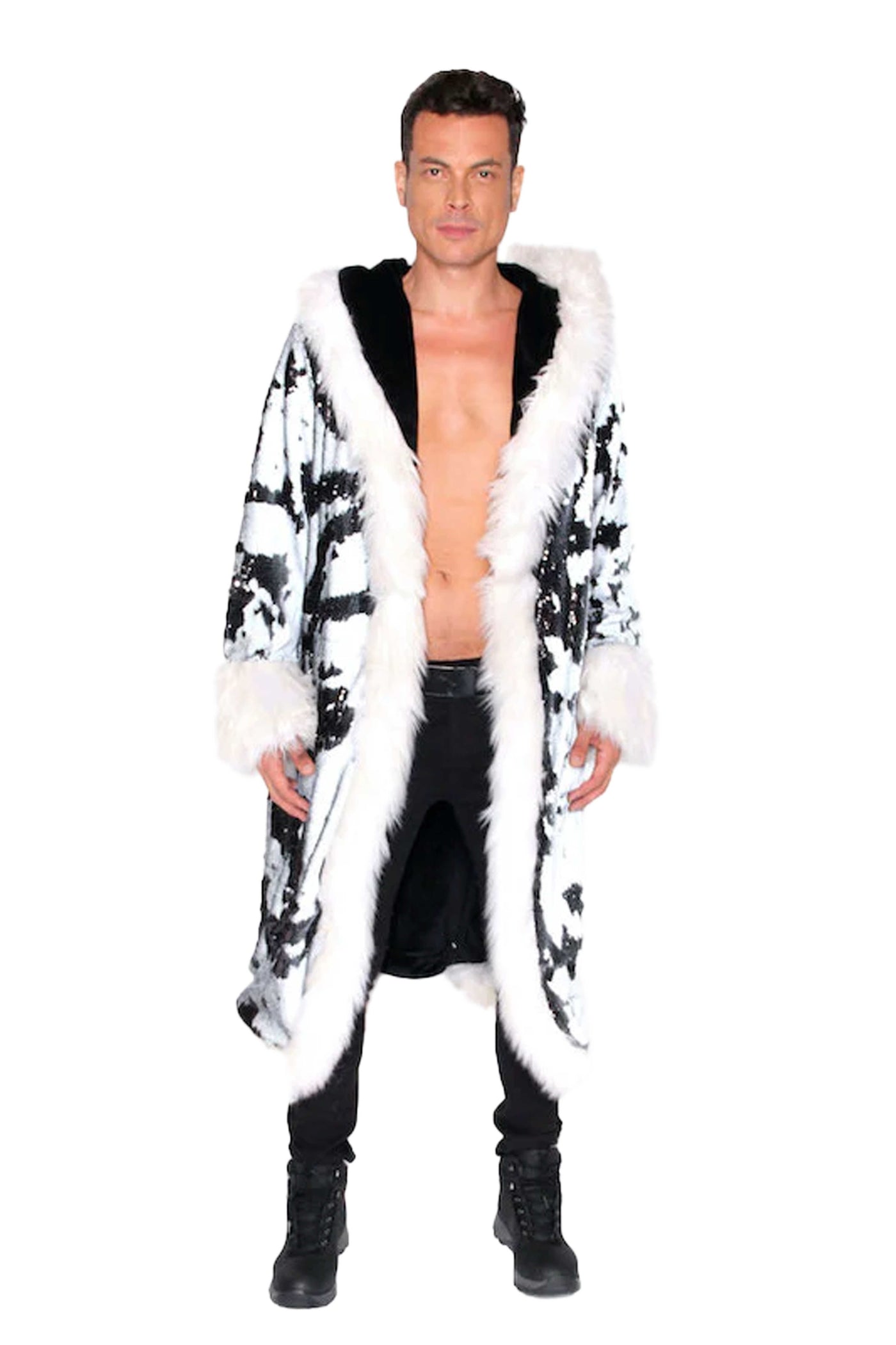 Men's Sequin King Coat in "Black/ White"