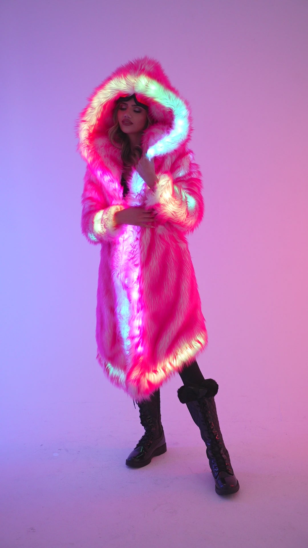 Women's LED Desert Warrior Coat in "Just The Tip-Hot Pink"