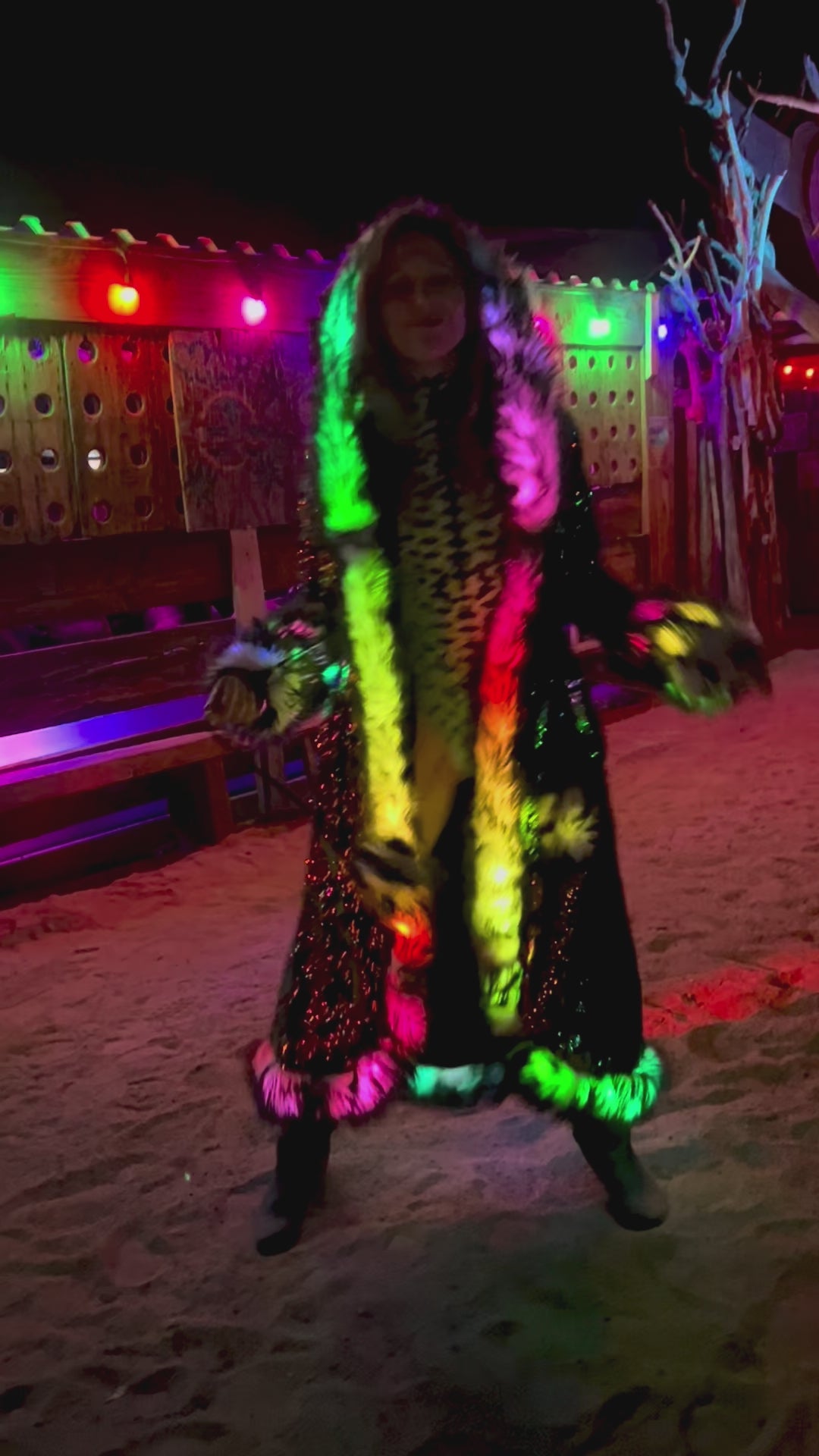 Women's LED Sequin Temptress Coat in "Black Magic"