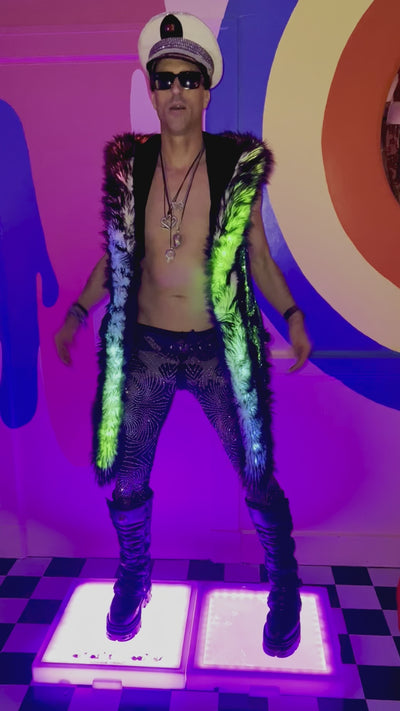 Men's LED Sequin Vest in "Purple Gold Rainbow"