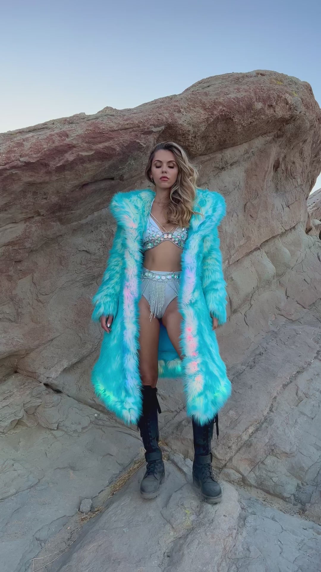 Women's LED Desert Warrior Coat in "Just The Tip-Aqua" STOCK