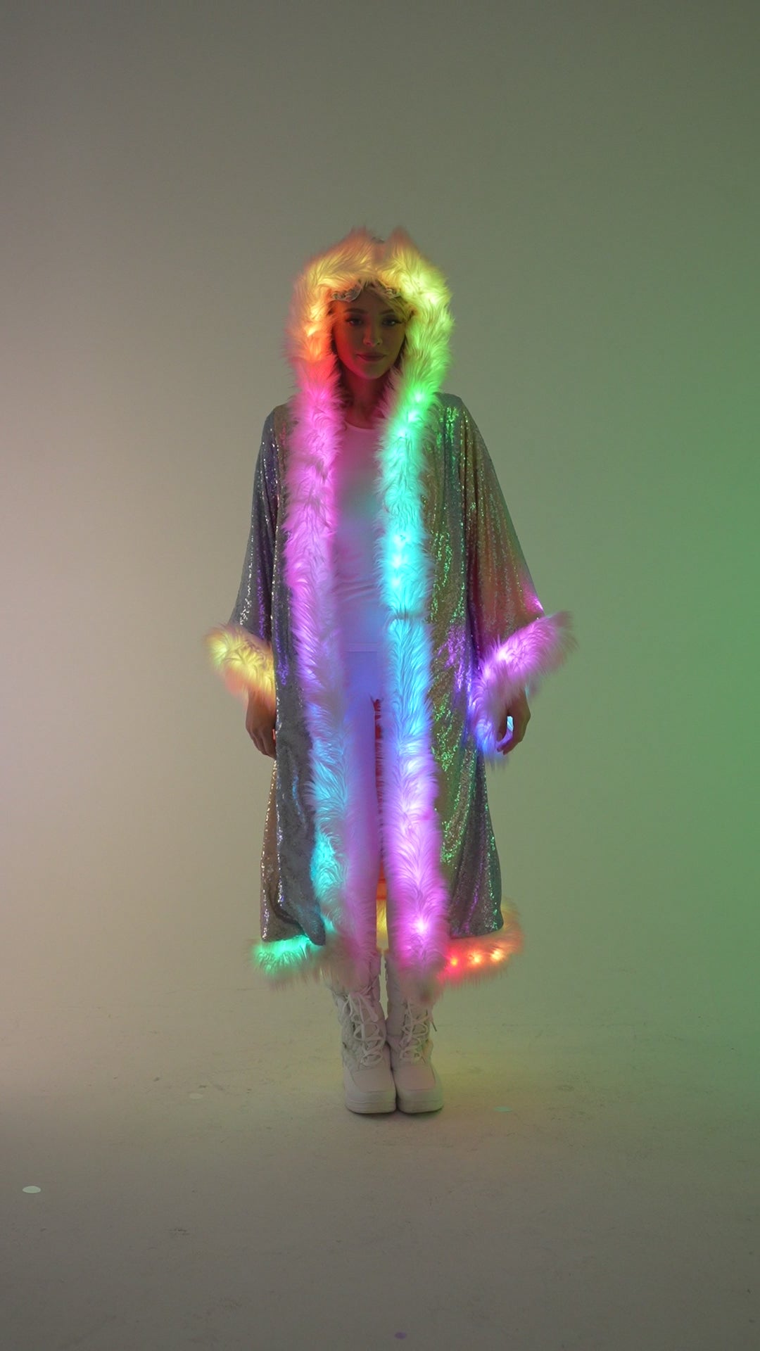 LED Tiny Twinkle Sequin Kimono in "Glitz & Glam Rainbow"