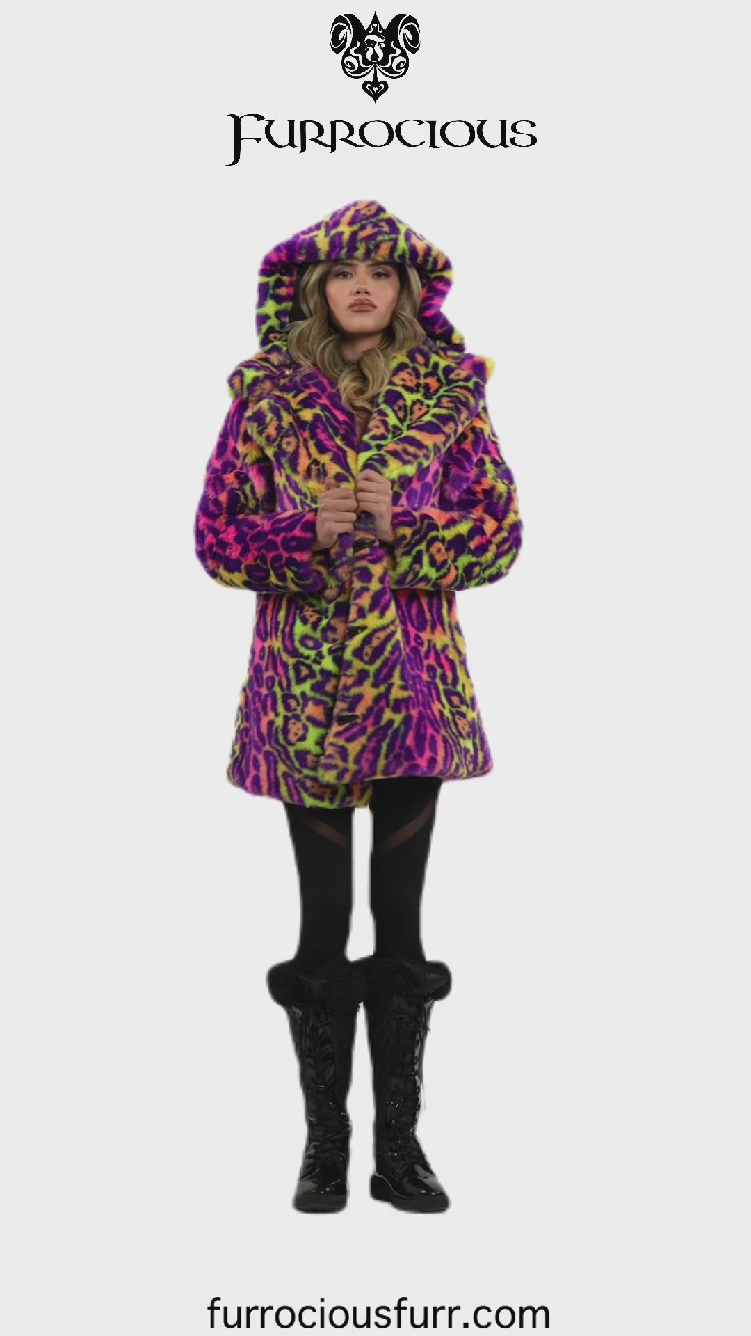 Women's Short Duchess Coat in "Neon Cheetah" IN STOCK