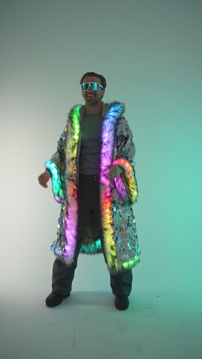 LED Big Bling Sequin Kimono in "Hologram Gray"