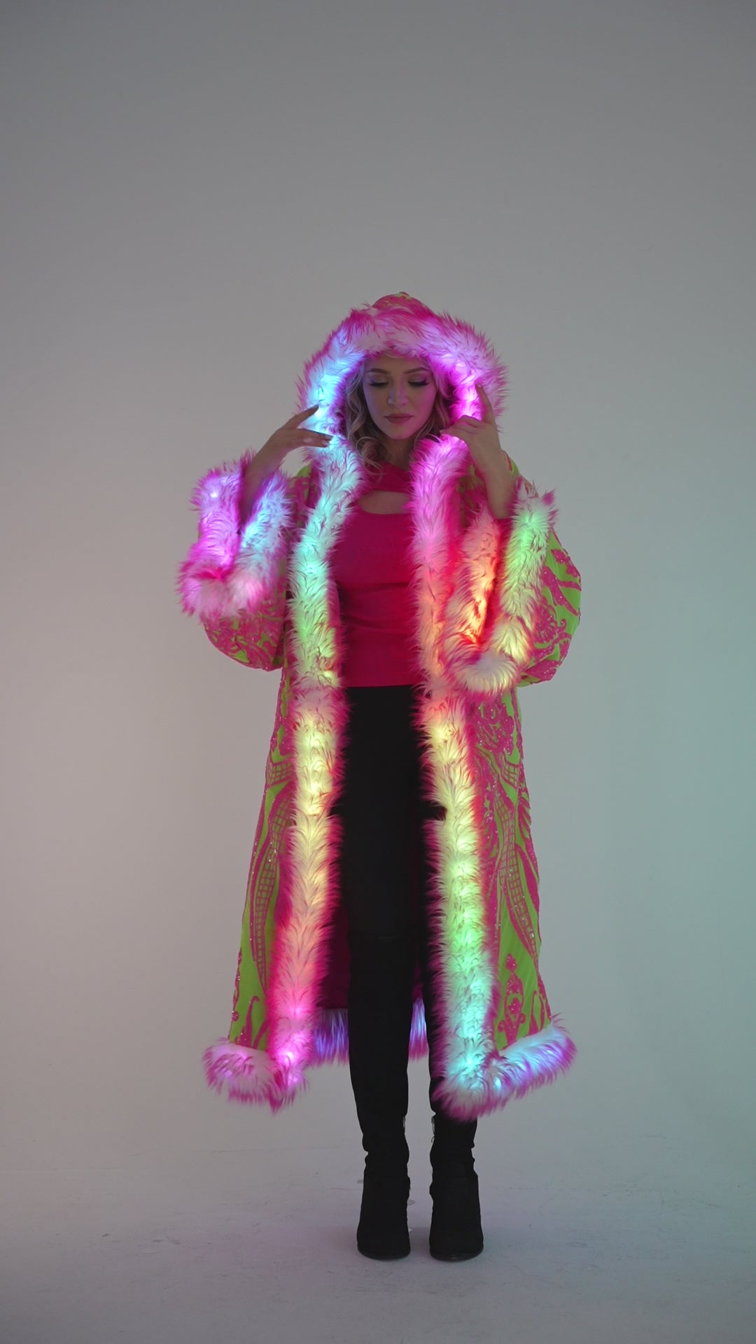 LED Tiny Twinkle Sequin Kimono in "Cherry Limeade"