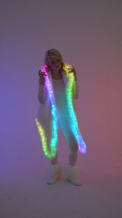 Women's LED Faux Fur Vest in "White"