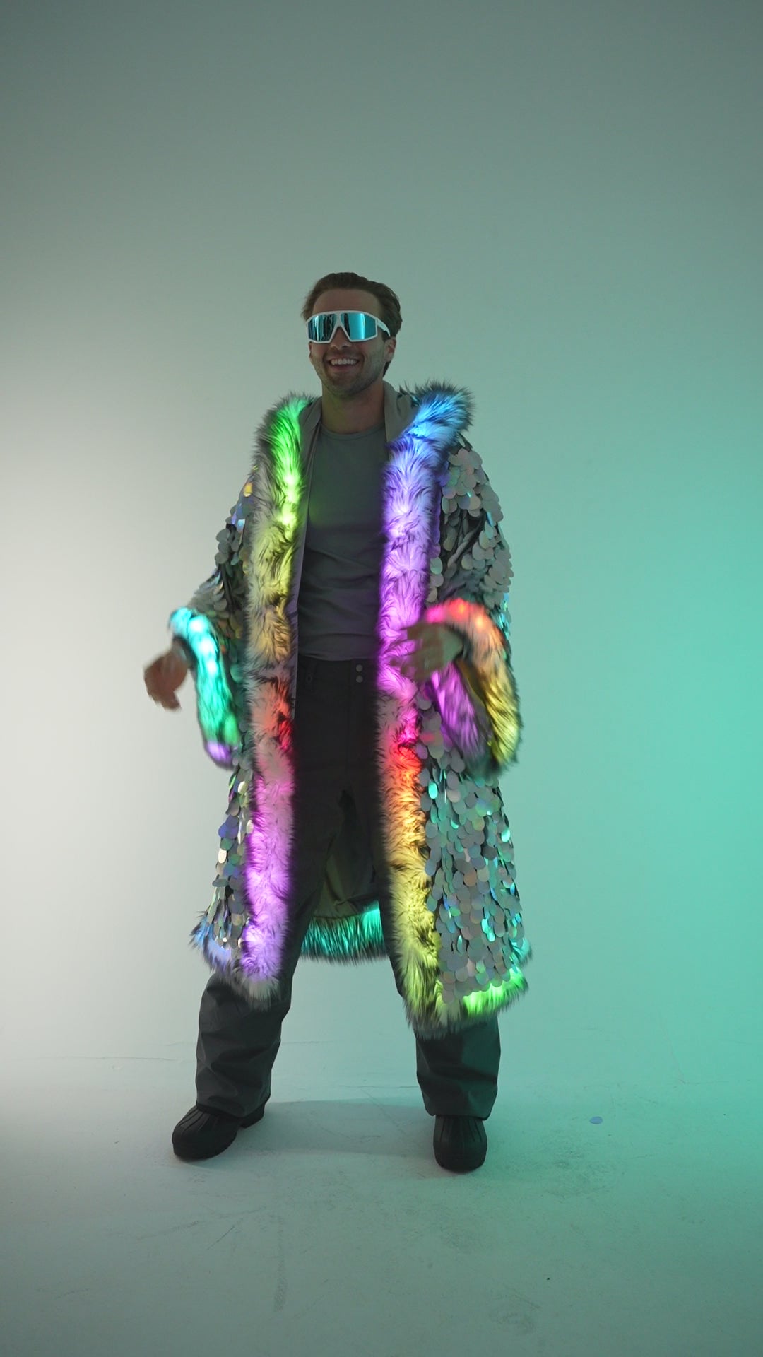 LED Big Bling Sequin Kimono in "Hologram Gray" IN STOCK