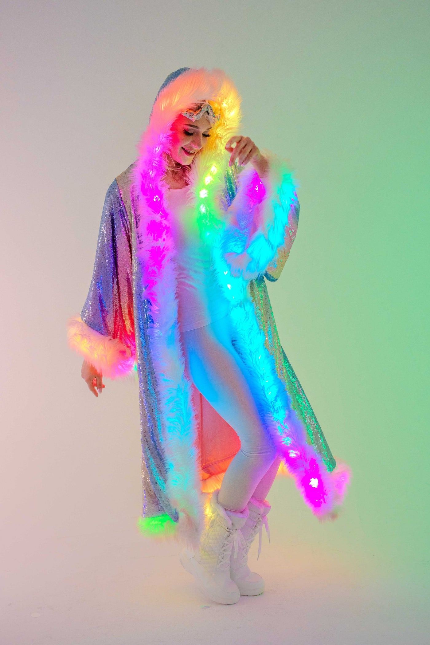 LED Tiny Twinkle Sequin Kimono in "Glitz & Glam Rainbow"