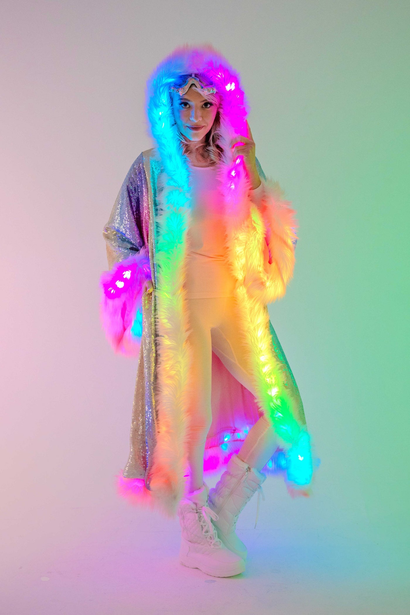 LED Tiny Twinkle Sequin Kimono in "Glitz & Glam Rainbow"